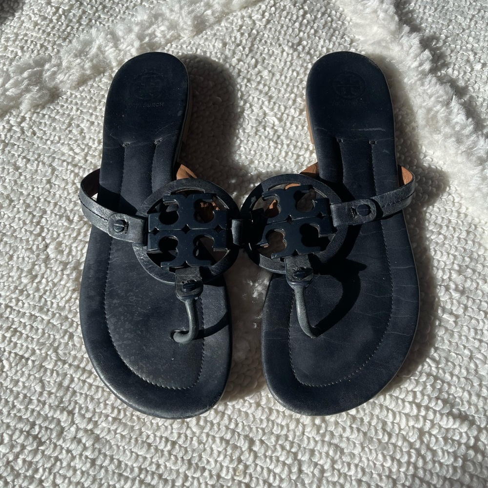 NEW Tory Burch Miller Thong Sandals Flip Flops Dark Blue